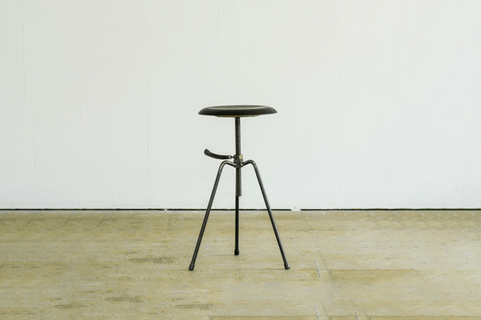 3 Legs Stool / Black Leather Seat