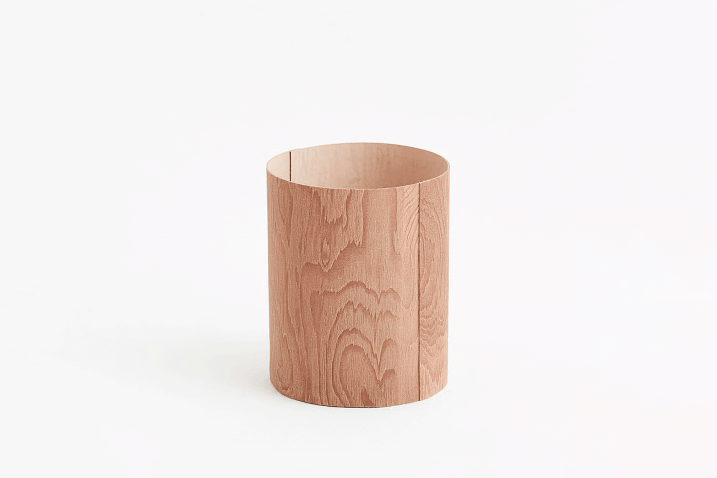 PLYWOOD LEATHER TRASH BASKET