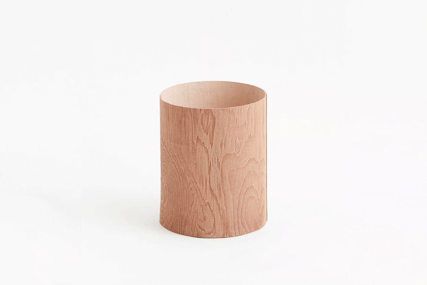 PLYWOOD LEATHER TRASH BASKET