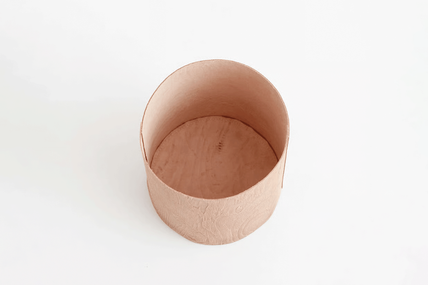 PLYWOOD LEATHER TRASH BASKET