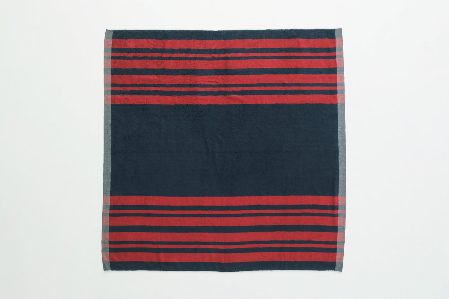 Cotton Pile Blanket (Navy/Burgundy)