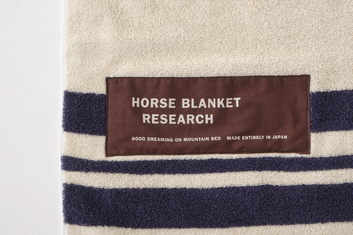 Cotton Pile Blanket 1/2 (Ivory/Navy)
