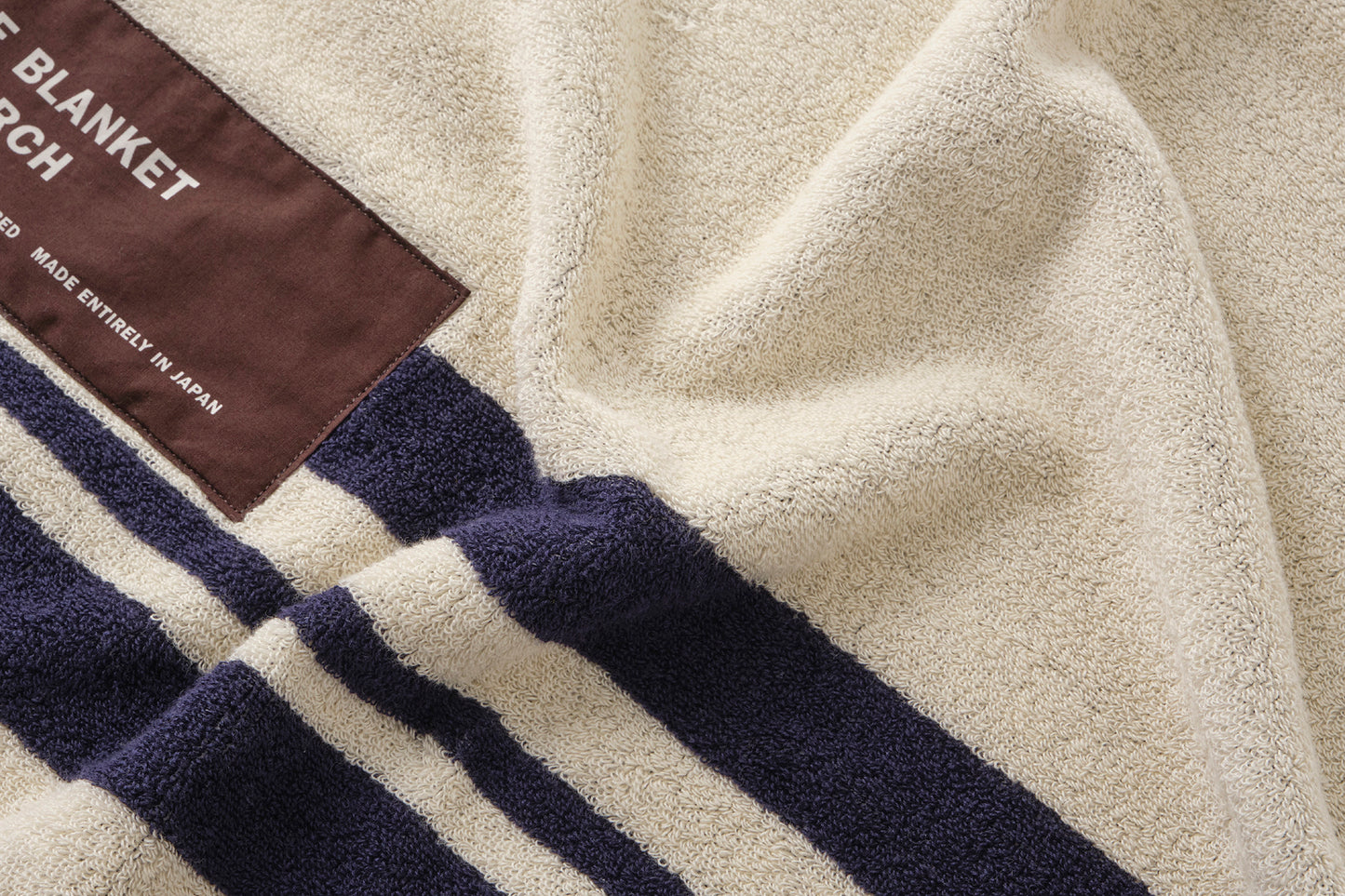 Cotton Pile Blanket 1/2 (Ivory/Navy)