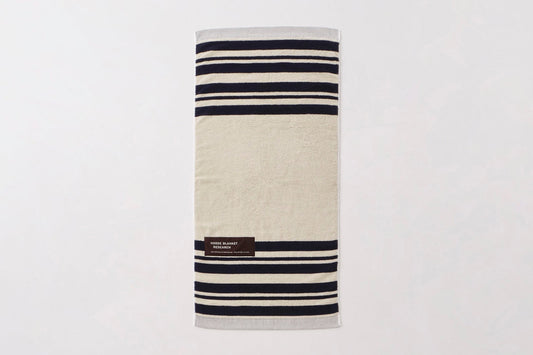Cotton Pile Blanket 1/2 (Ivory/Navy)