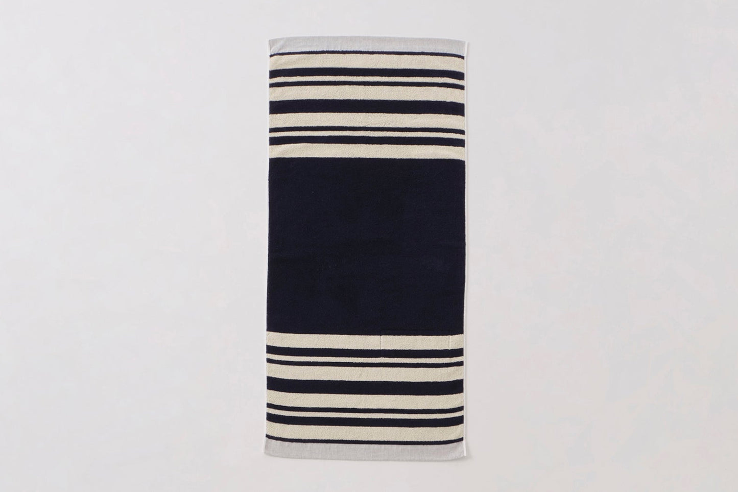 Cotton Pile Blanket 1/2 (Ivory/Navy)