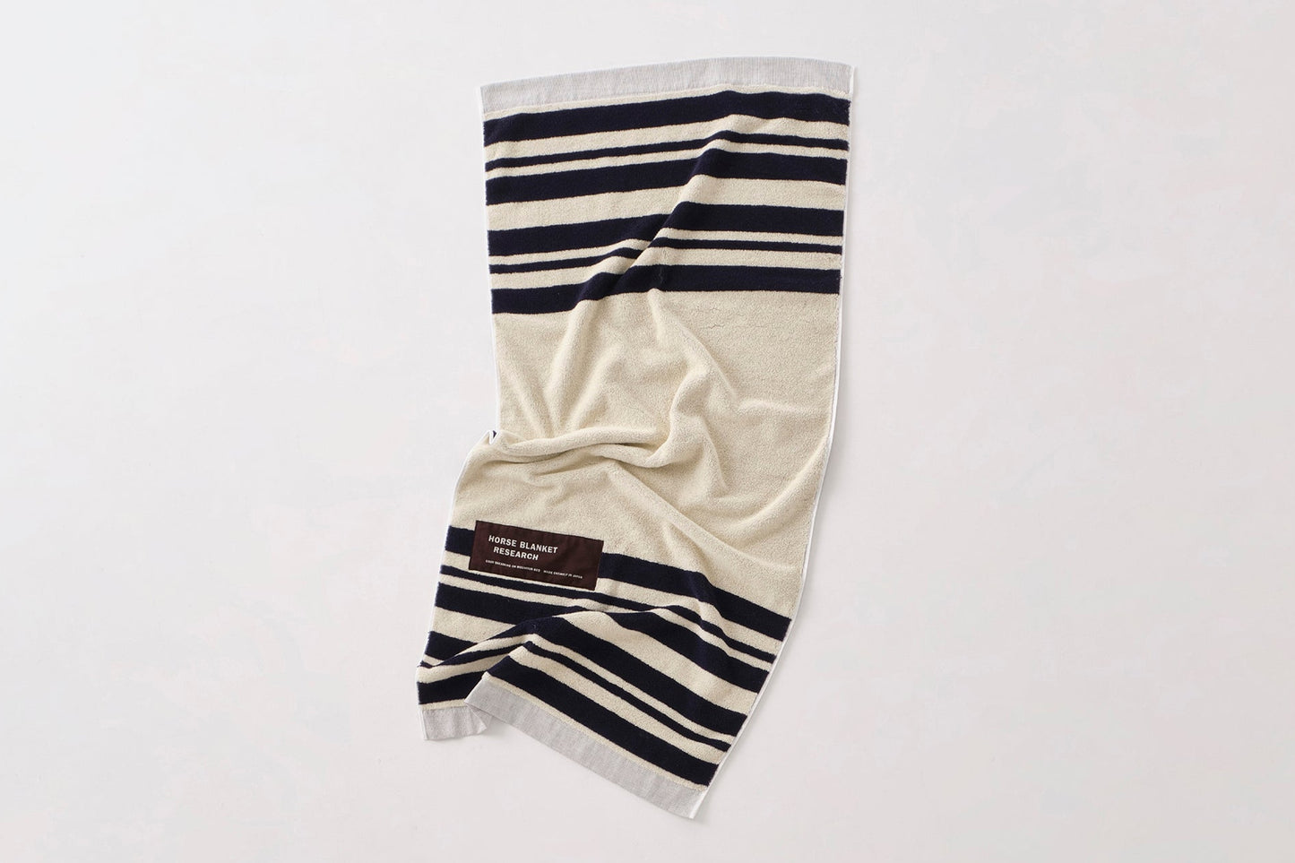 Cotton Pile Blanket 1/2 (Ivory/Navy)