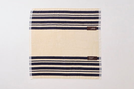 Cotton Pile Blanket (Ivory/Navy)