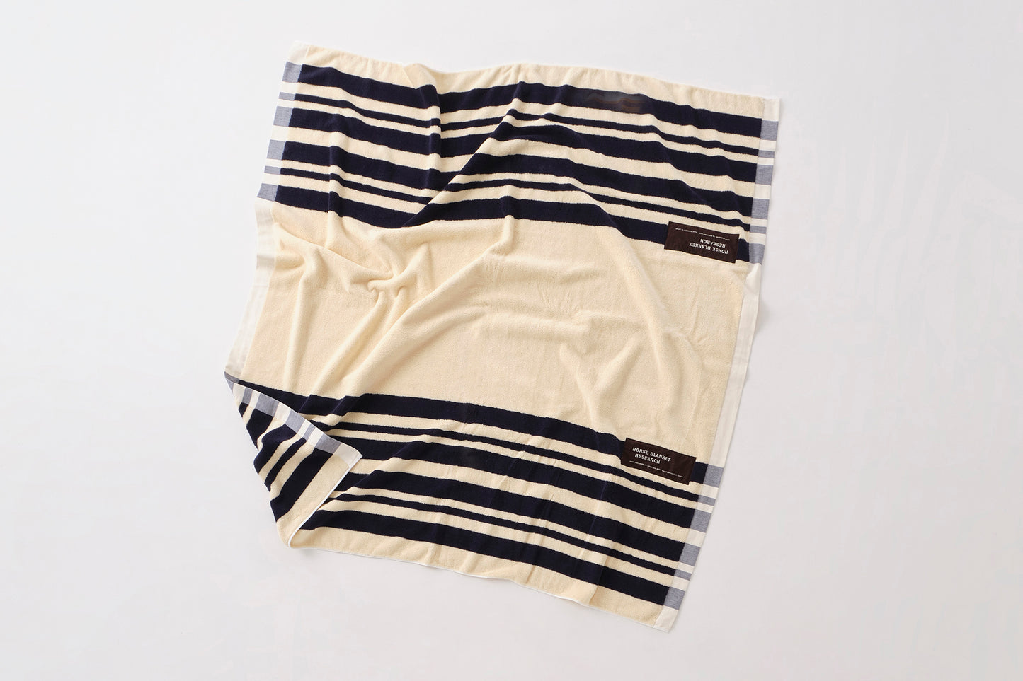 Cotton Pile Blanket (Ivory/Navy)
