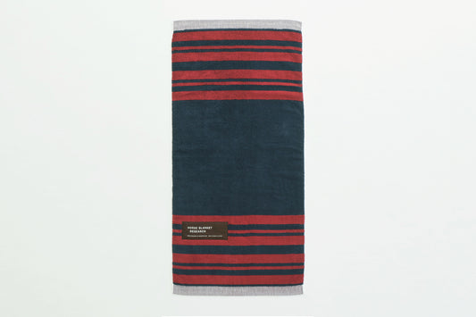 Cotton Pile Blanket 1/2 (Navy/Burgundy)