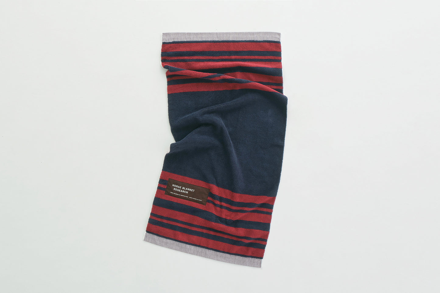 Cotton Pile Blanket 1/2 (Navy/Burgundy)