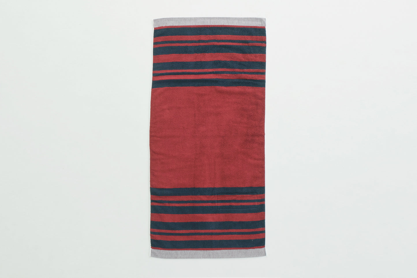 Cotton Pile Blanket 1/2 (Navy/Burgundy)