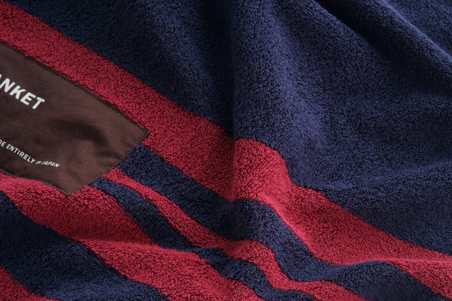 Cotton Pile Blanket 1/2 (Navy/Burgundy)