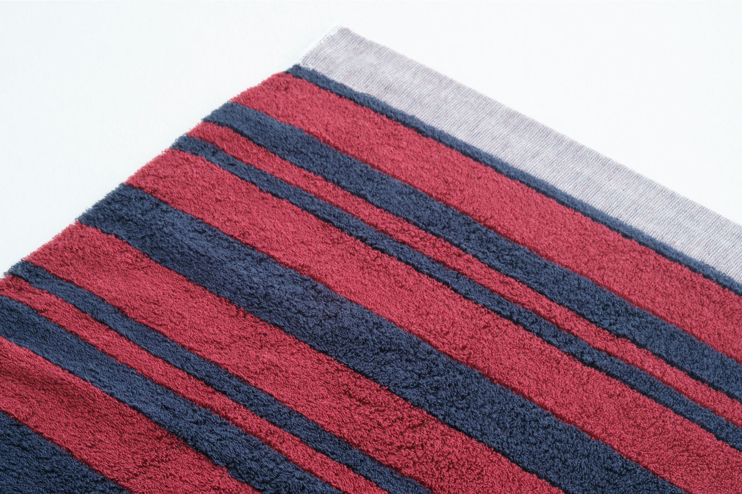 Cotton Pile Blanket 1/2 (Navy/Burgundy)